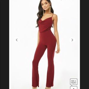 BRAND NEW cowl neck red jumpsuit from forever21